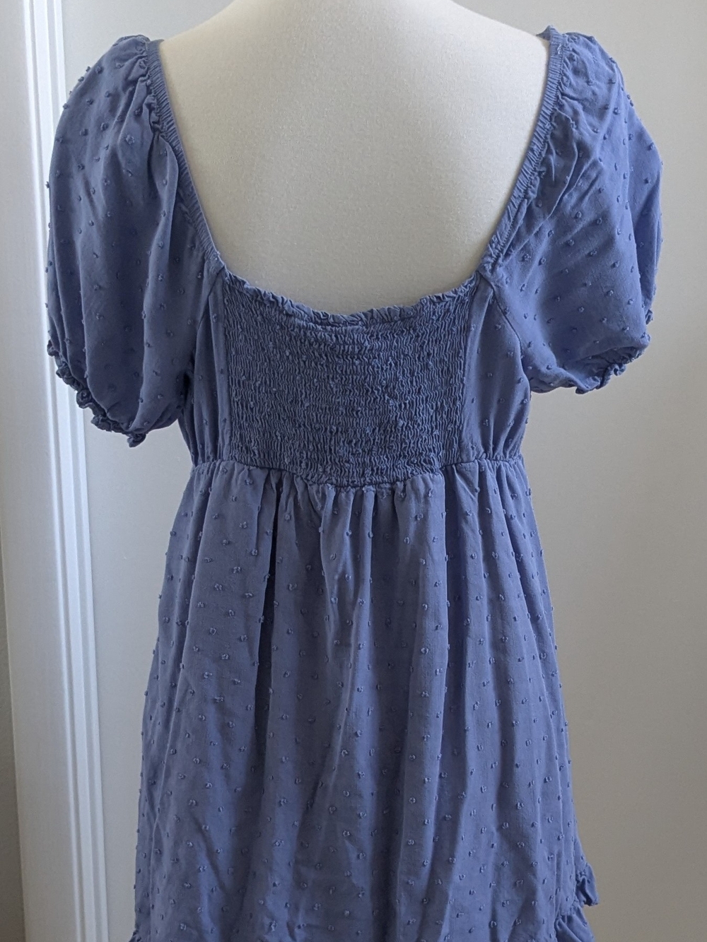 Swiss Dot Peasant Mini Dress - Picture 2 of 3